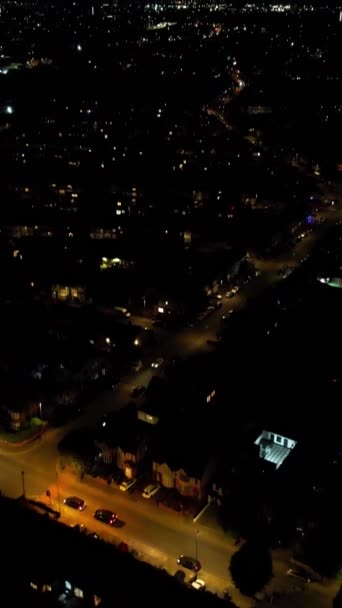 Veduta Aerea British City Strade Strade Illuminate Notte Vista Della — Video Stock