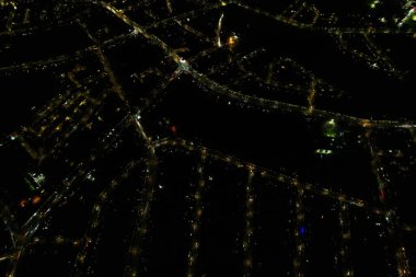 Görkemli Yüksek Açı Şehir Gece Hava Görüntüsü