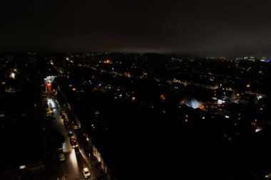 Görkemli Yüksek Açı Şehir Gece Hava Görüntüsü