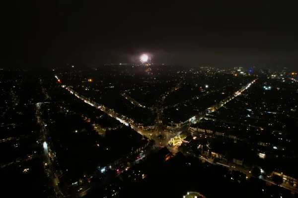 Великолепный Вид Город Высоты Птичьего Полета Ночью — стоковое фото
