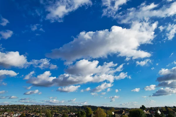 stock image High Angle Footage of Dramatic Clouds and Sky over City, Aerial view of Gorgeous Clouds and above the clouds,