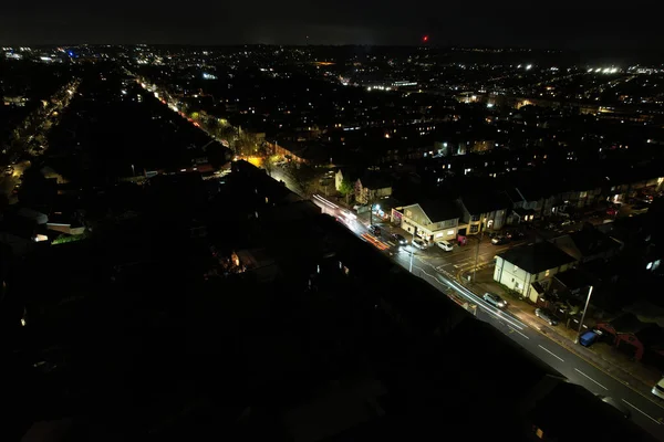 Εναέρια Νυχτερινή Άποψη Της Πόλης — Φωτογραφία Αρχείου