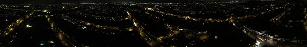 Вид Город Ночью Воздуха — стоковое фото