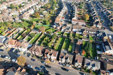 Britanya 'nın Luton şehrinin güzel hava manzarası açık güneşli bir kış gününde