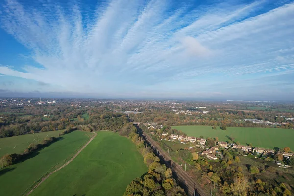 Beautiful Aerial View of British Landscape and Countryside at St Albans of England UK