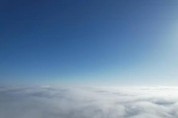 Drone Vista Por Encima Las Nubes Niebla Día — Foto de Stock