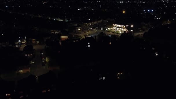 Underbar Flygutsikt Över Luton Town England Natten Hög Vinkel Filmtagning — Stockvideo