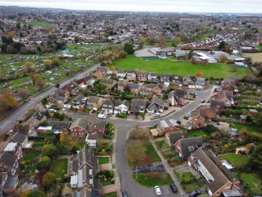 Aerial view of Luton City on a Windy and Cloudy Day
