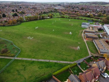 Aerial view of Luton City on a Windy and Cloudy Day