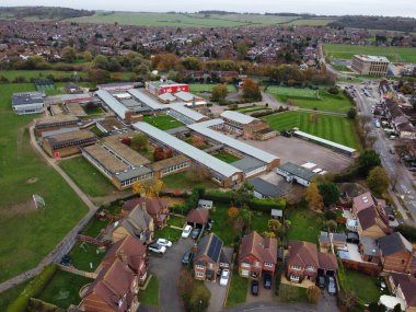Aerial view of Luton City on a Windy and Cloudy Day