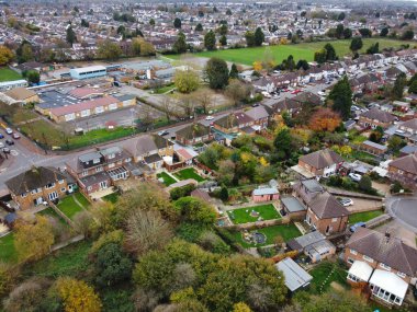 Aerial view of Luton City on a Windy and Cloudy Day