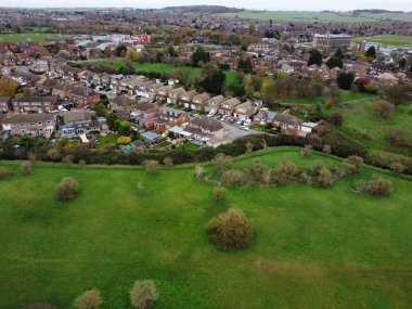 Aerial view of Luton City on a Windy and Cloudy Day