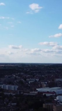 Günbatımında Merkez Luton Şehir ve Binalarının Yüksek Açılı Görüntüleri, İngiltere 'nin Modern ve Tarihi İngiltere Görüntüsü