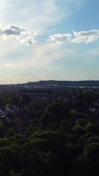 Hoge Hoek Beelden Van Central Luton City Buildings Tijdens Zonsondergang — Stockvideo
