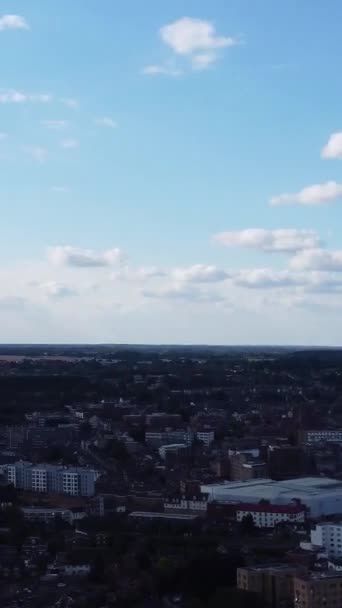 Filmación Ángulo Alto Ciudad Central Luton Edificios Durante Atardecer Hermosa — Vídeo de stock