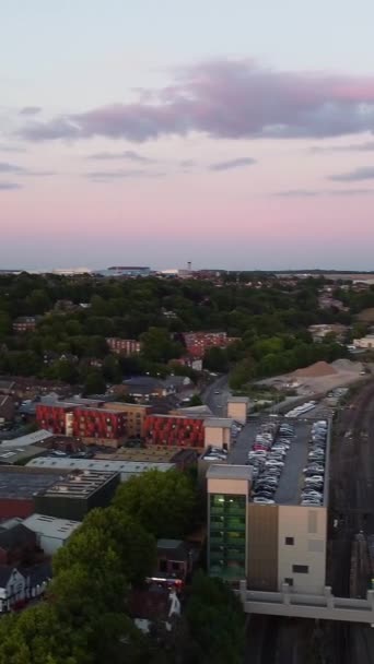 High Angle Footage Central Luton City Buildings Sunset Beautiful Footage — Stock videók
