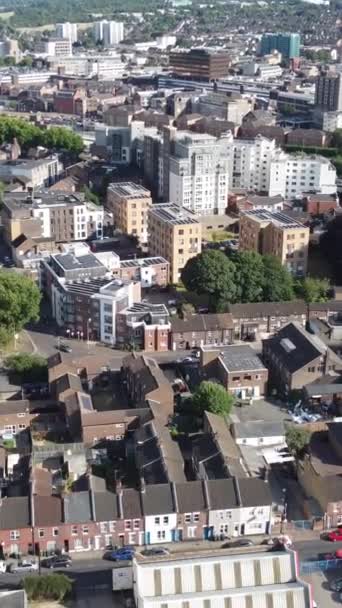 Högvinkelfilm Central Luton City Och Byggnader Solnedgången Vackra Bilder Storbritanniens — Stockvideo
