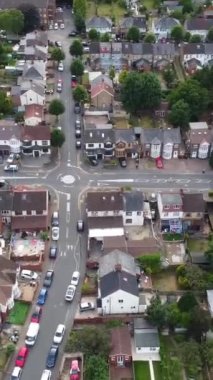 Günbatımında Merkez Luton Şehir ve Binalarının Yüksek Açılı Görüntüleri, İngiltere 'nin Modern ve Tarihi İngiltere Görüntüsü