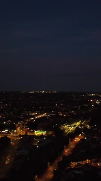 Αεροφωτογραφία Του Luton City England Νύχτα — Αρχείο Βίντεο