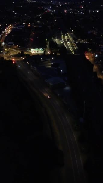 Luchtfoto Van Luton City England Nachts — Stockvideo