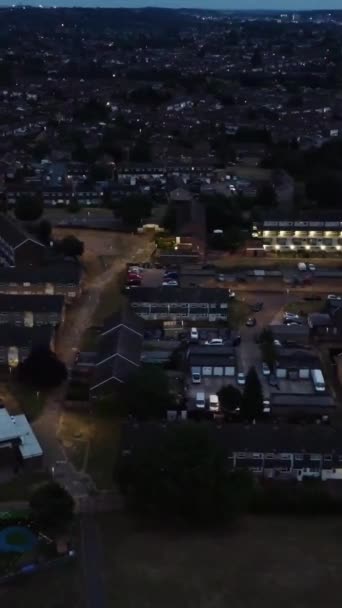 Luchtfoto Van Luton City England Nachts — Stockvideo