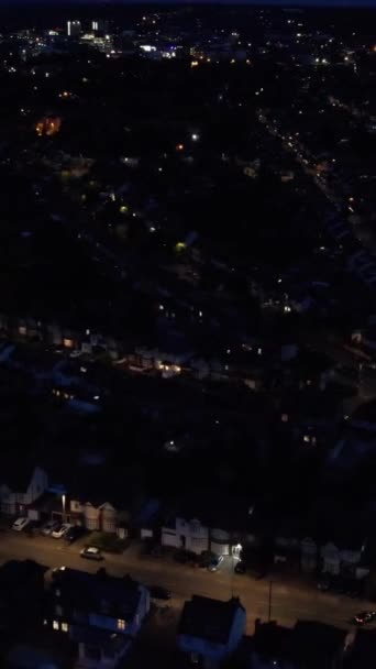 Nagranie Lotnicze Luton City England Nocy — Wideo stockowe