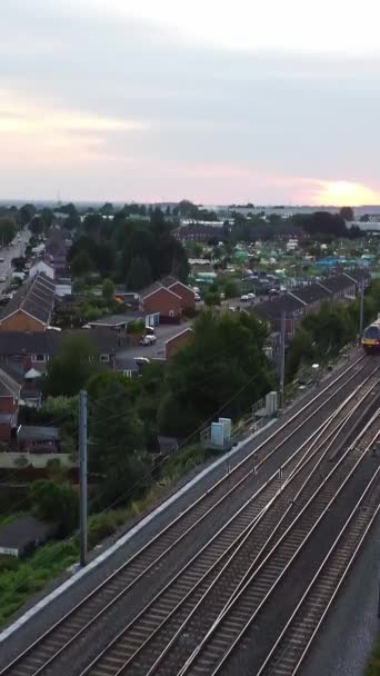 British Rail Tracks Pasando Por Inglaterra Vista Cámara Dron — Vídeos de Stock