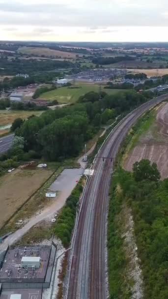British Rail Tracks Passing England Vista Fotocamera Drone — Video Stock