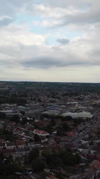 Filmagem Alto Ângulo Cidade Central Luton Edifícios Durante Pôr Sol — Vídeo de Stock