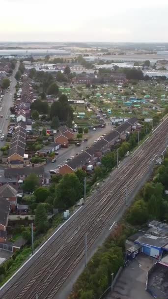 British Rail Auf Gleisen Die Durch England Führen Drohnen Kamera — Stockvideo