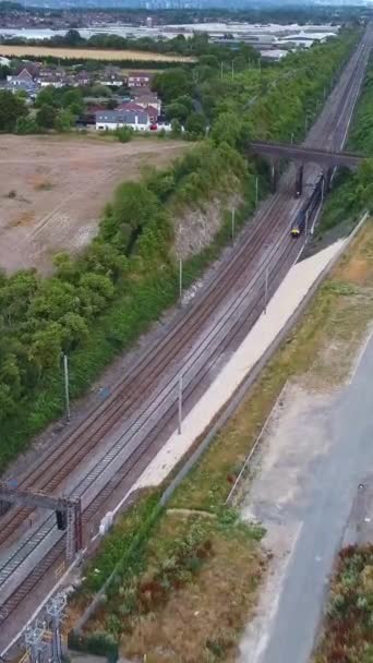 British Rail Tracks Passing England Vista Fotocamera Drone — Video Stock