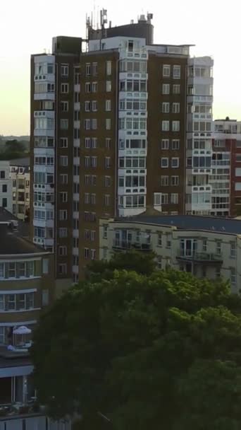 Luftaufnahmen Des Stadtbildes Strand Von Bournemouth Blick Aus Der Drohne — Stockvideo