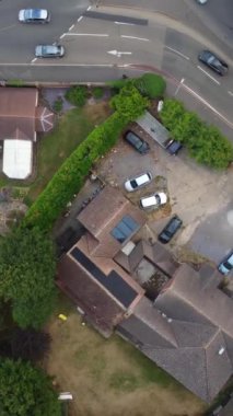 Günbatımında Merkez Luton Şehir ve Binalarının Yüksek Açılı Görüntüleri, İngiltere 'nin Modern ve Tarihi İngiltere Görüntüsü