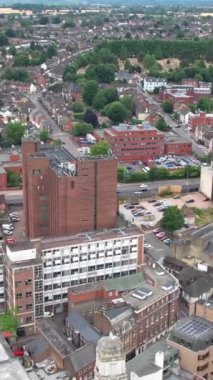 Günbatımında Merkez Luton Şehir ve Binalarının Yüksek Açılı Görüntüleri, İngiltere 'nin Modern ve Tarihi İngiltere Görüntüsü