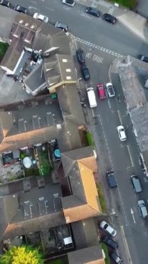 Günbatımında Merkez Luton Şehir ve Binalarının Yüksek Açılı Görüntüleri, İngiltere 'nin Modern ve Tarihi İngiltere Görüntüsü