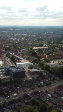 Günbatımında Merkez Luton Şehir ve Binalarının Yüksek Açılı Görüntüleri, İngiltere 'nin Modern ve Tarihi İngiltere Görüntüsü