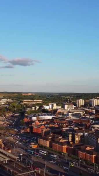 High Angle Footage Central Luton City Buildings Sunset Beautiful Footage — Stock Video