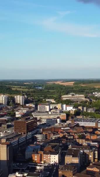 High Angle Footage Central Luton City Buildings Sunset Beautiful Footage — Stock Video