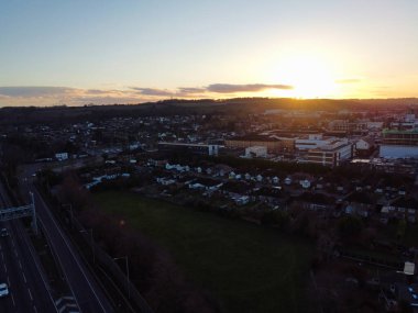 Aerial View of British Roads and Traffic on a Sunny Day