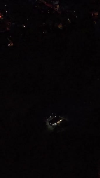 Açık Soğuk Gece Şehrin Hava Görüntüsü — Stok video