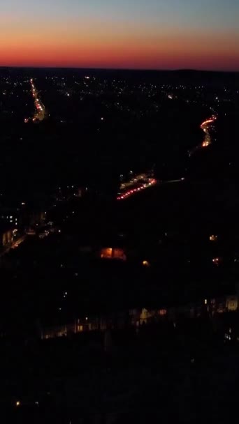 Аэросъемка Города Ясную Холодную Ночь — стоковое видео