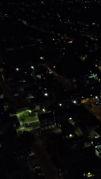Luchtfoto Van Stad Heldere Koude Nacht — Stockvideo