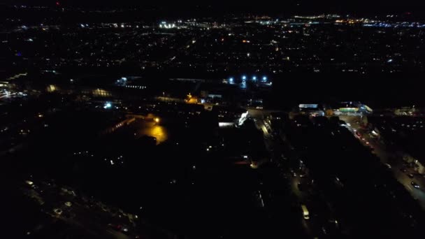 Aerial Footage City Clear Cold Night — Vídeo de Stock