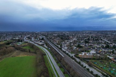 Aerial View of City on Windy Day 