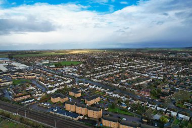 Aerial View of City on Windy Day 