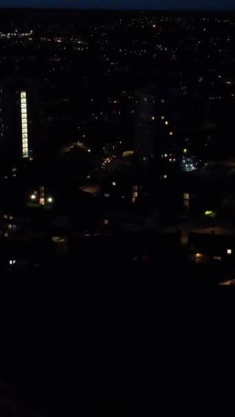 High Angle Footage Luton City England Footage Captured Night — Wideo stockowe