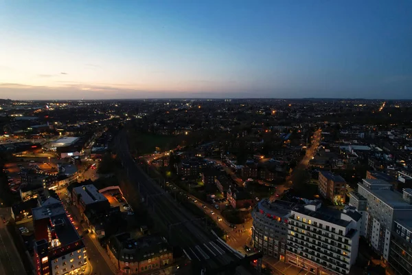 英国英格兰城市住宅和城市中心的空中景观 — 图库照片