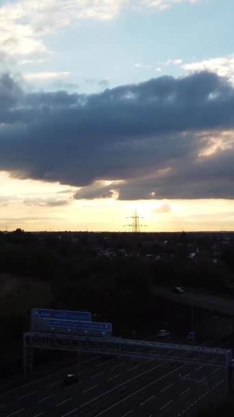 Вид Воздуха Британские Дороги Трафик Англии — стоковое видео