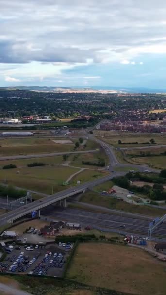 Vue Aérienne Haut Angle Des Routes Britanniques Trafic Angleterre Royaume — Video