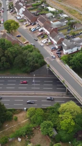 High Angle Aerial View British Roads Traffic England — Stock Video